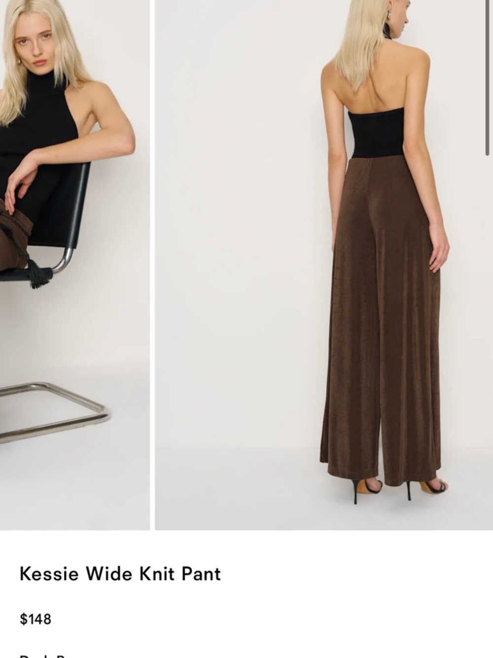 Kessie Wide Knit Pant — Brown